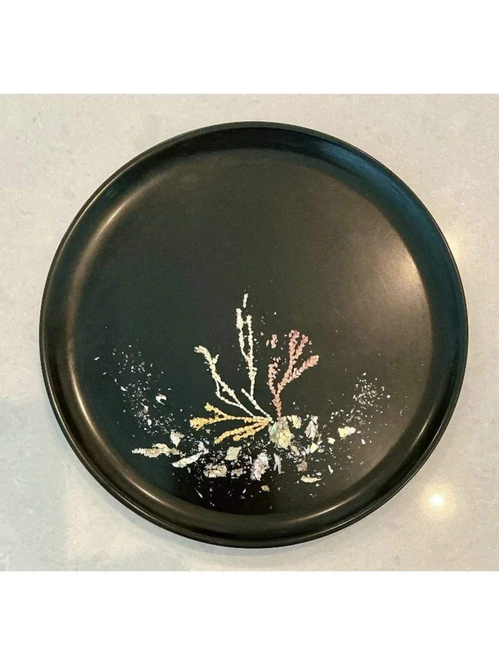 1950s Couroc of Monterey Under the Sea Inlaid Coral Abalone Shell Bar Tray
